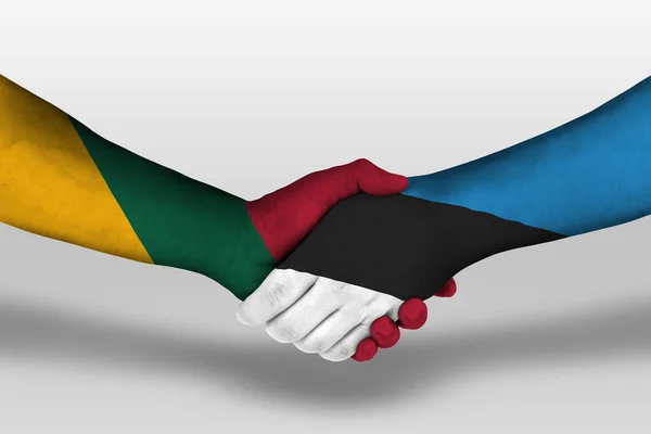 Handshake Estonia Lithuania Flags Painted Hands Illustration Clipping Path — Foto de Stock