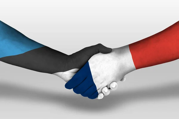 Handshake France Estonia Flags Painted Hands Illustration Clipping Path — Zdjęcie stockowe