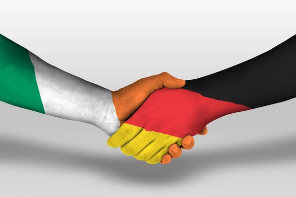Handshake Germany Ireland Flags Painted Hands Illustration Clipping Path — Stok fotoğraf