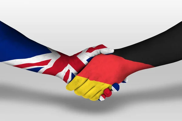 Handshake Germany United Kingdom Flags Painted Hands Illustration Clipping Path — Stock Photo, Image