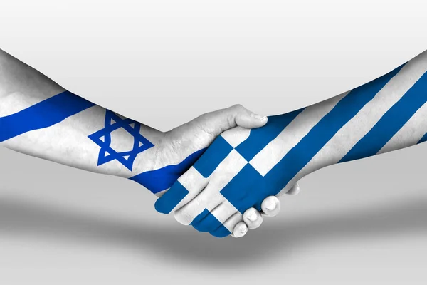 Handshake Greece Israel Flags Painted Hands Illustration Clipping Path — Photo