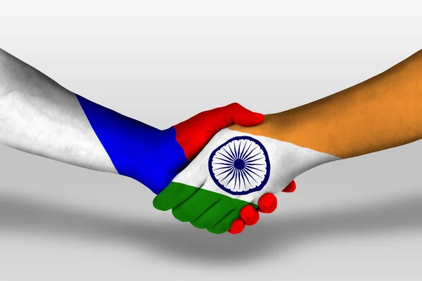 Handshake India Russia Flags Painted Hands Illustration Clipping Path — Photo