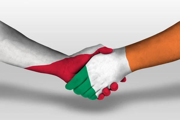 Handshake Ireland Poland Flags Painted Hands Illustration Clipping Path — 스톡 사진
