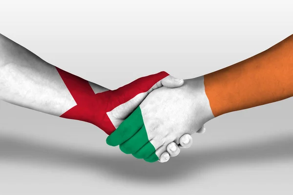 Handshake Ireland England Flags Painted Hands Illustration Clipping Path — Stok fotoğraf