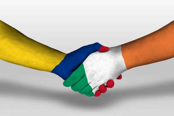 Handshake Ireland Columbia Flags Painted Hands Illustration Clipping Path — Stok fotoğraf