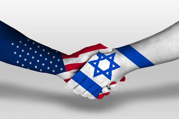 Handshake Israel United States America Flags Painted Hands Illustration Clipping — 图库照片