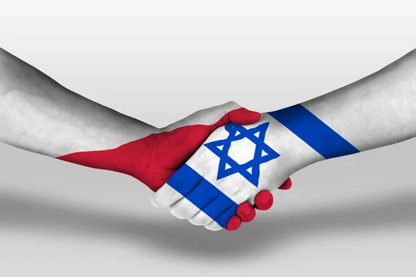 Χειραψία Μεταξύ Israel Και Poland Σημαίες Ζωγραφισμένα Στα Χέρια Εικονογράφηση — Φωτογραφία Αρχείου