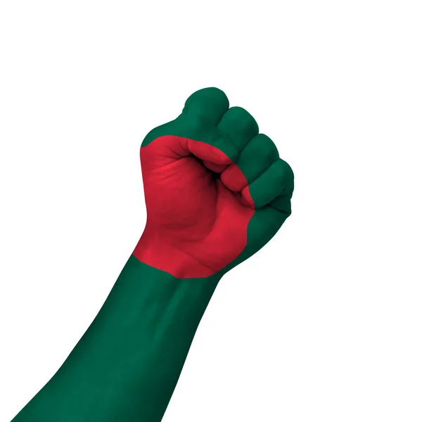 Hand Making Victory Sign Bangladesh Painted Flag Symbol Victory Resistance — Stock Photo, Image