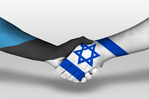 Χειραψία Μεταξύ Israel Και Estonia Σημαίες Ζωγραφισμένα Στα Χέρια Εικονογράφηση — Φωτογραφία Αρχείου