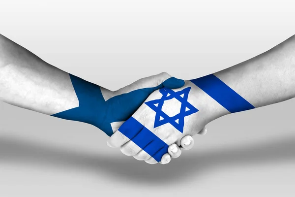 手に描かれたイスラエルとフィンランドの旗の間の握手 クリッピングパスを持つイラスト — ストック写真