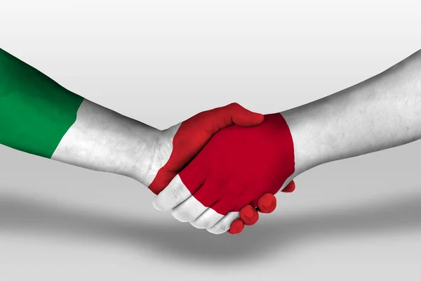 Handshake Japan Italy Flags Painted Hands Illustration Clipping Path — Photo