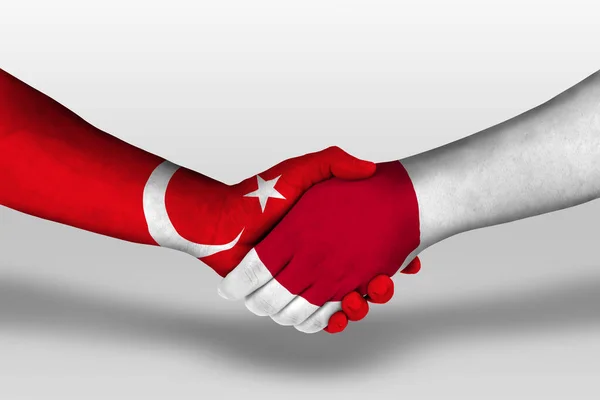 Handshake Japan Turkey Flags Painted Hands Illustration Clipping Path — ストック写真