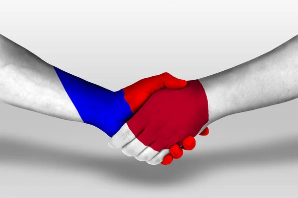 Handshake Japan Russia Flags Painted Hands Illustration Clipping Path — 스톡 사진