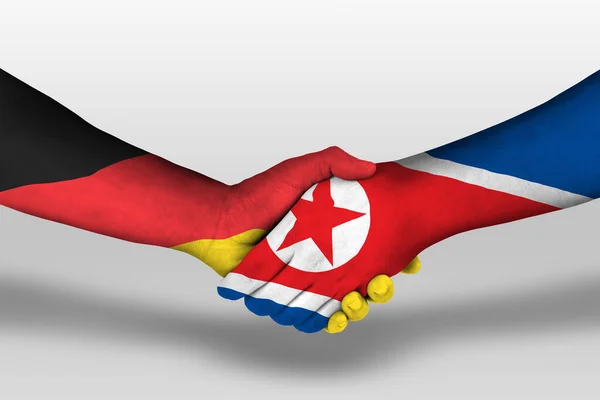 Handshake North Korea Germany Flags Painted Hands Illustration Clipping Path — Fotografia de Stock