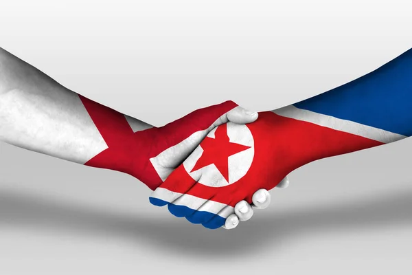 Handshake North Korea England Flags Painted Hands Illustration Clipping Path — Fotografia de Stock