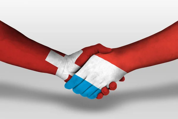 Handshake Luxembourg Switzerland Flags Painted Hands Illustration Clipping Path — Photo