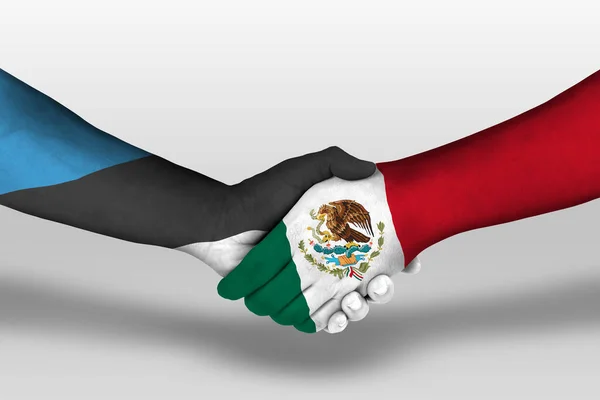 Handshake Mexico Estonia Flags Painted Hands Illustration Clipping Path — Stok fotoğraf