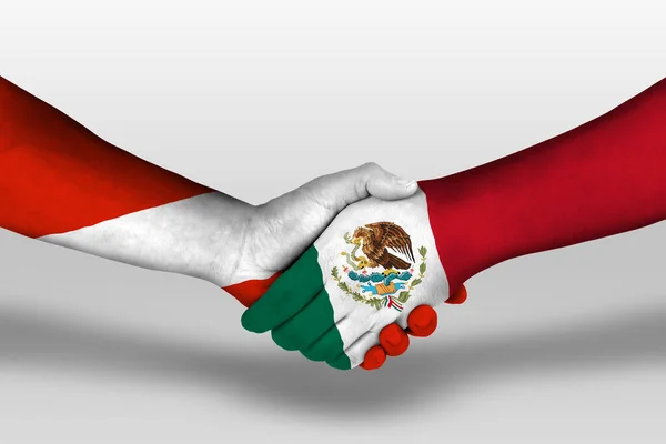 Handshake Mexico Austria Flags Painted Hands Illustration Clipping Path — Zdjęcie stockowe