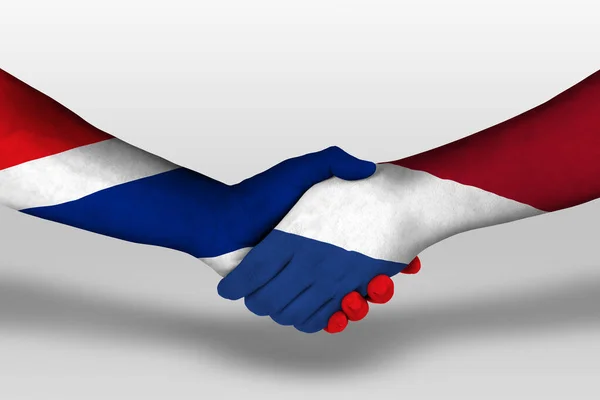 Handshake Netherlands Thailand Flags Painted Hands Illustration Clipping Path — 스톡 사진
