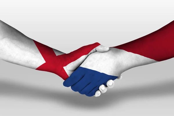 Handshake Netherlands England Flags Painted Hands Illustration Clipping Path — Fotografia de Stock