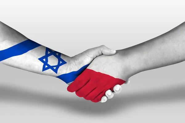 Handshake Poland Israel Flags Painted Hands Illustration Clipping Path — Φωτογραφία Αρχείου