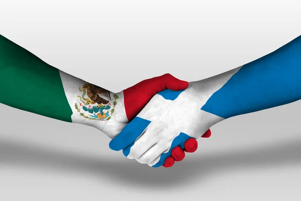 Handshake Scotland Mexico Flags Painted Hands Illustration Clipping Path — Φωτογραφία Αρχείου
