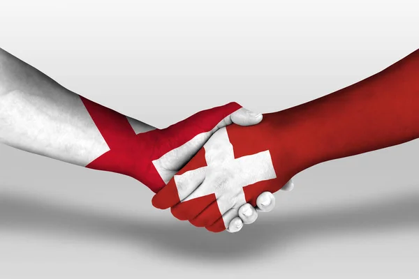 Handshake Switzerland England Flags Painted Hands Illustration Clipping Path — Zdjęcie stockowe