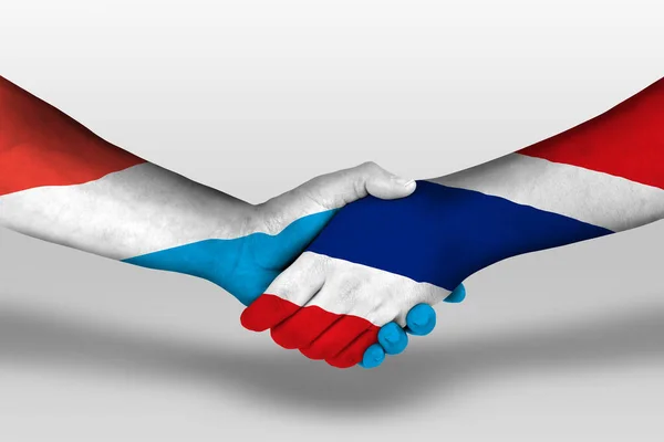 Handshake Thailand Luxembourg Flags Painted Hands Illustration Clipping Path — 스톡 사진