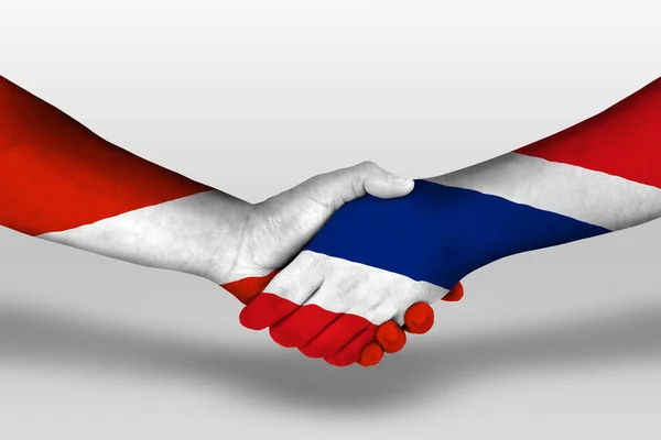 Handshake Thailand Austria Flags Painted Hands Illustration Clipping Path — 스톡 사진