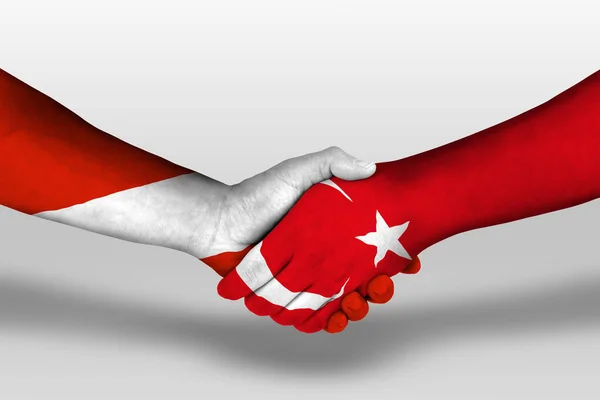 Handshake Turkey Austria Flags Painted Hands Illustration Clipping Path — стокове фото