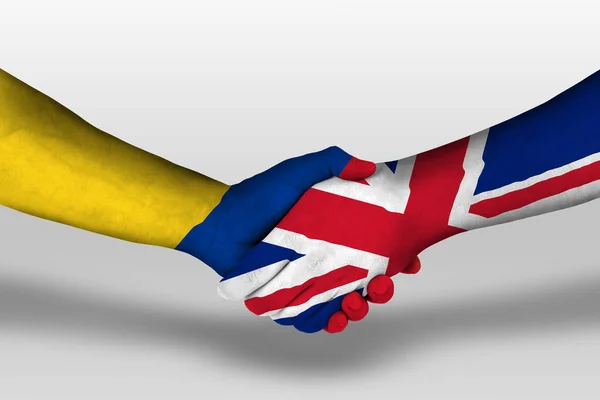 Handshake United Kingdom Columbia Flags Painted Hands Illustration Clipping Path — Stock Photo, Image