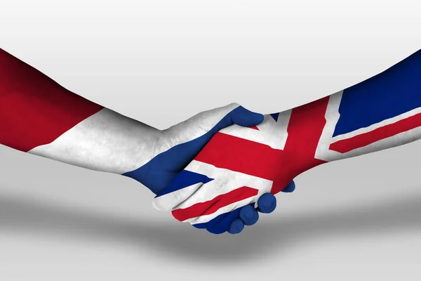 Handshake United Kingdom Netherlands Flags Painted Hands Illustration Clipping Path — стокове фото