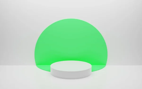 Abstract Minimal Empty Podium Circle Details Wall Empty Room Concept — 图库照片