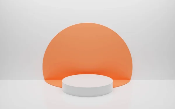 Abstract Minimal Empty Podium Circle Details Wall Empty Room Concept — Stock Photo, Image