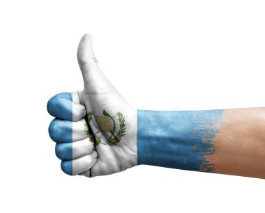 El yapımı başparmak Guatemala bayrağıyla boyanmış.