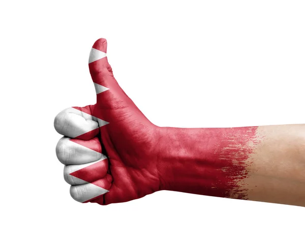 Hand Making Thumb Painted Flag Bahrain — Foto de Stock
