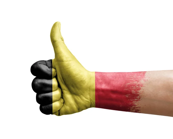 Hand Making Thumb Painted Flag Belgium — ストック写真