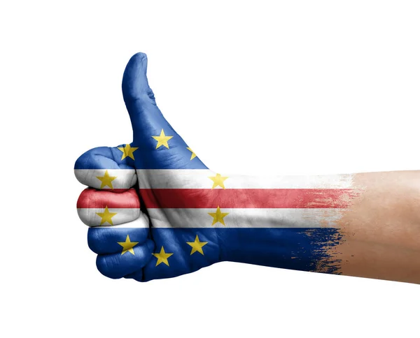 Hand Making Thumb Painted Flag Cape Verde — Stockfoto