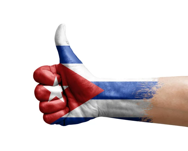 Hand Making Thumb Painted Flag Cuba — Stockfoto