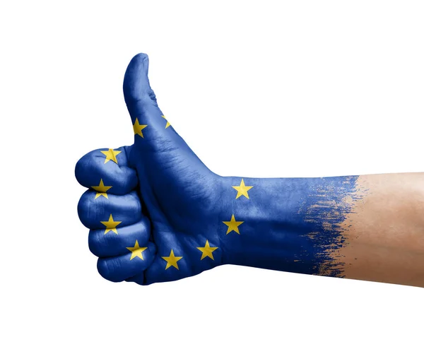 Hand Making Thumb Painted Flag European Union — Stockfoto