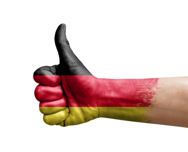 Hand Making Thumb Painted Flag Germany — Stock Photo, Image