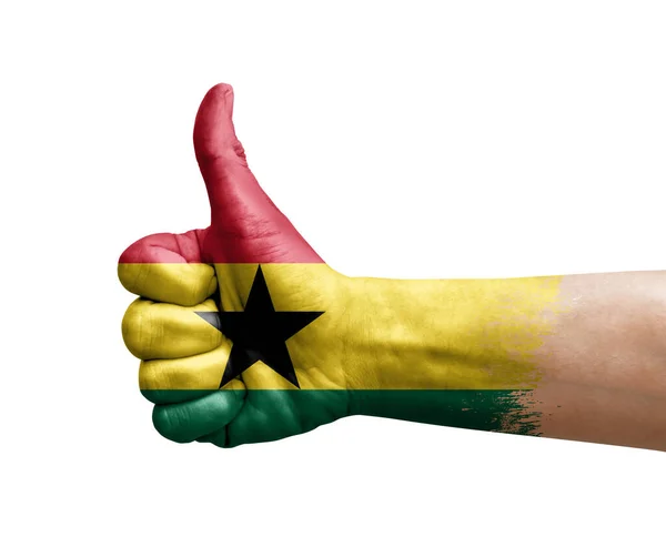 Pulgar Hacia Arriba Pintado Mano Con Bandera Ghana — Foto de Stock