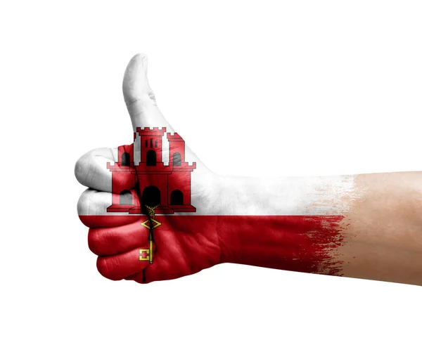 Hand Making Thumb Painted Flag Gibraltar — Stock Photo, Image