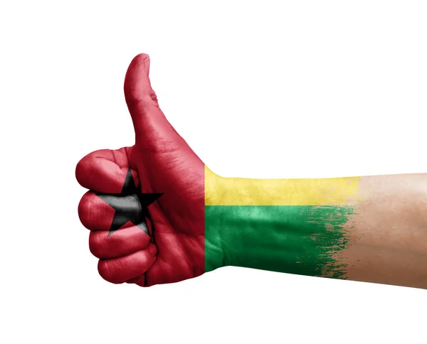 Hand Making Thumb Painted Flag Guinea Bissau — Zdjęcie stockowe