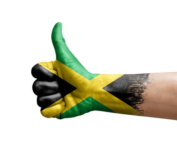 Hand Making Thumb Painted Flag Jamaica — ストック写真