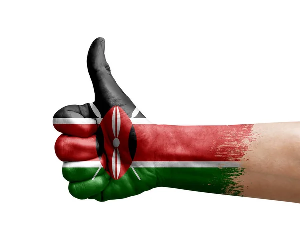 Hand Making Thumb Painted Flag Kenya — Foto Stock