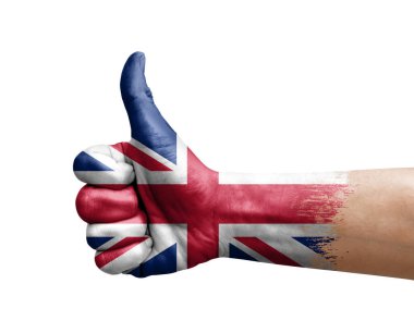 Birleşik krallığın bayrağıyla boyanmış el yapımı başparmak