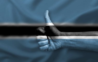 Botswana bayrağıyla boyanmış el yapımı başparmak.