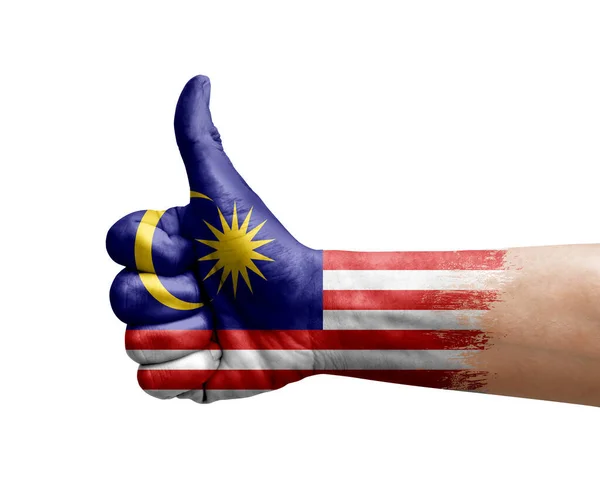Hand Making Thumb Painted Flag Malaysia — Fotografia de Stock