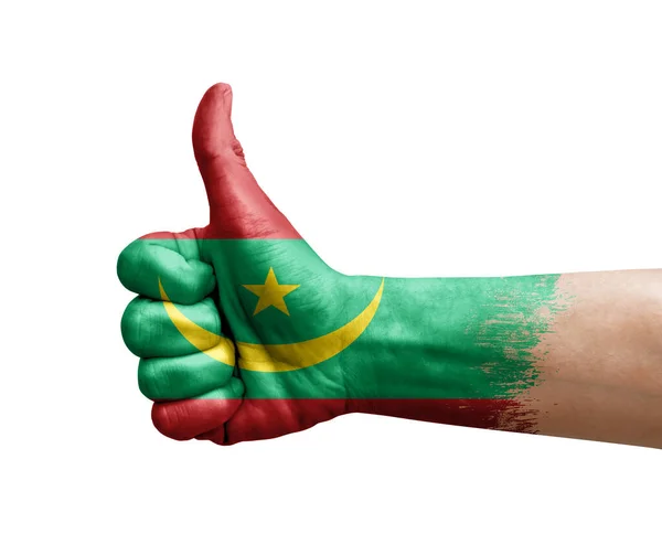 Hand Making Thumb Painted Flag Mauritania — Stock Fotó